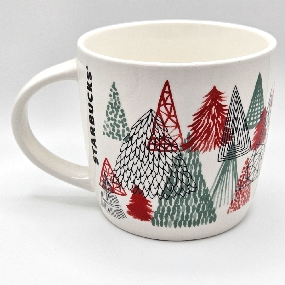Starbucks Christmas Tree Geometric 14oz Ceramic Mug 2017
